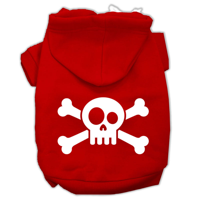 Skull Crossbone Screen Print Pet Hoodies Red Size Lg GreatEagleInc