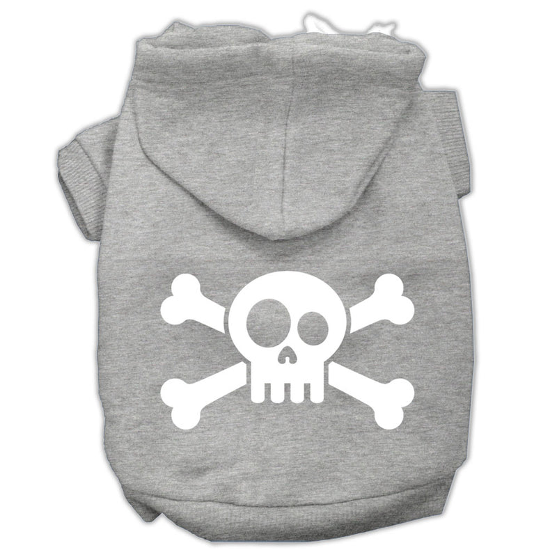 Skull Crossbone Screen Print Pet Hoodies Grey Size Med GreatEagleInc