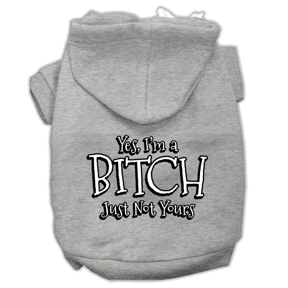 Yes Im A Bitch Just Not Yours Screen Print Pet Hoodies Grey Size Lg GreatEagleInc