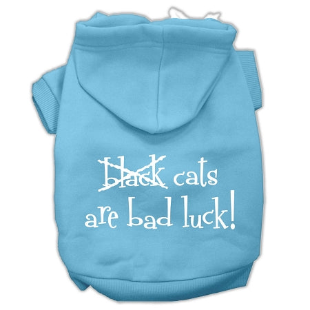 Black Cats Are Bad Luck Screen Print Pet Hoodies Baby Blue Size L GreatEagleInc