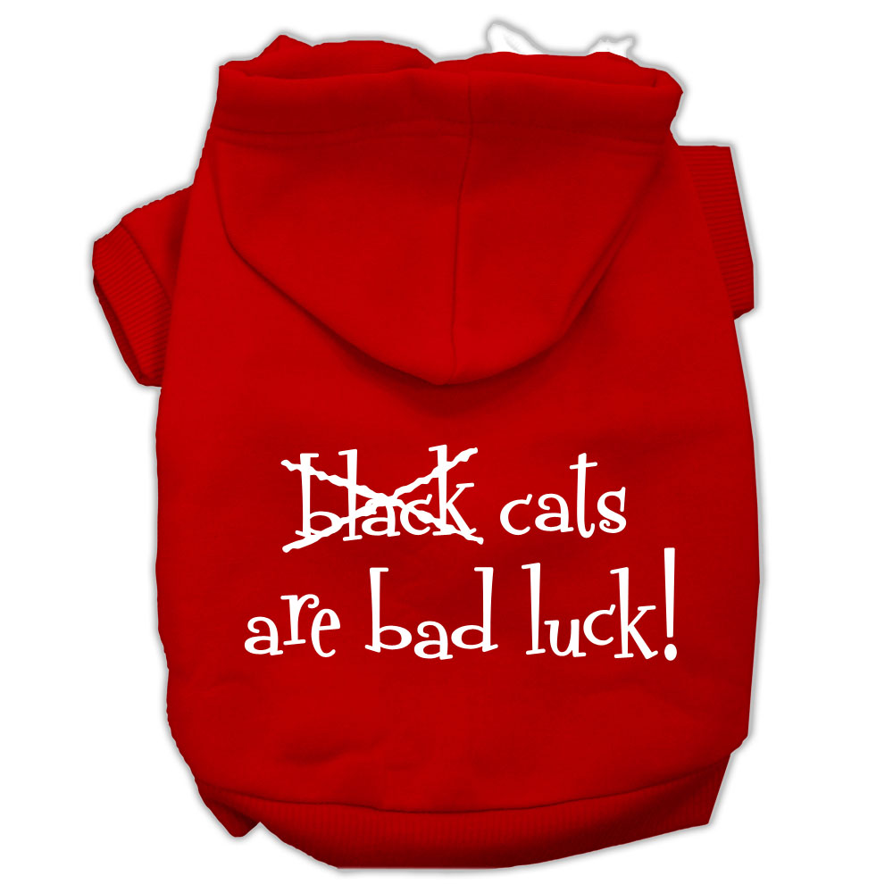 Black Cats Are Bad Luck Screen Print Pet Hoodies Red Size L GreatEagleInc