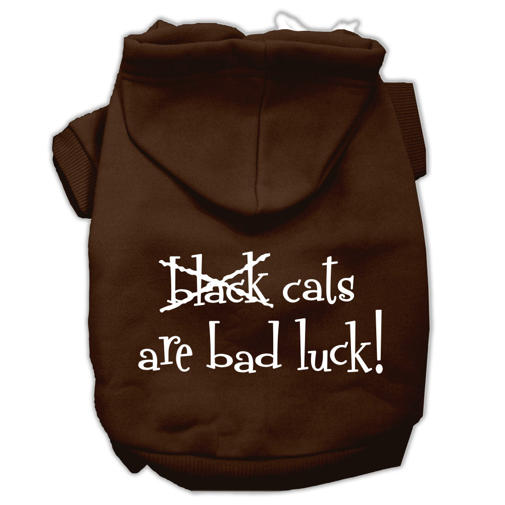 Black Cats Are Bad Luck Screen Print Pet Hoodies Brown Size Med GreatEagleInc