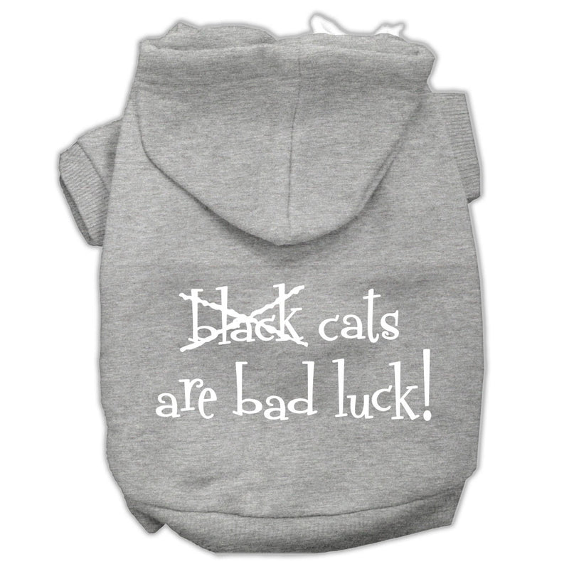 Black Cats Are Bad Luck Screen Print Pet Hoodies Grey Size M GreatEagleInc