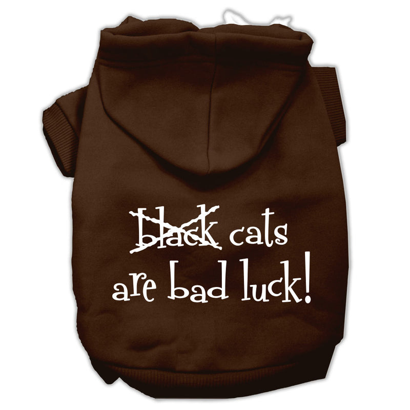 Black Cats Are Bad Luck Screen Print Pet Hoodies Brown Size Sm GreatEagleInc