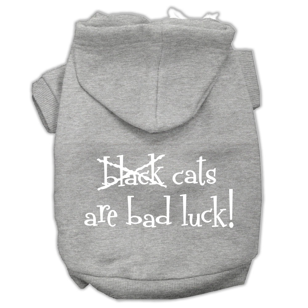 Black Cats Are Bad Luck Screen Print Pet Hoodies Grey Size S GreatEagleInc