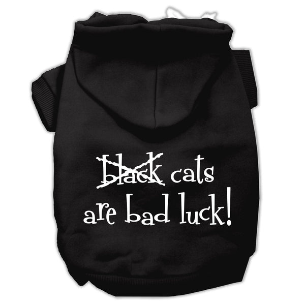 Black Cats Are Bad Luck Screen Print Pet Hoodies Black Size Xs GreatEagleInc