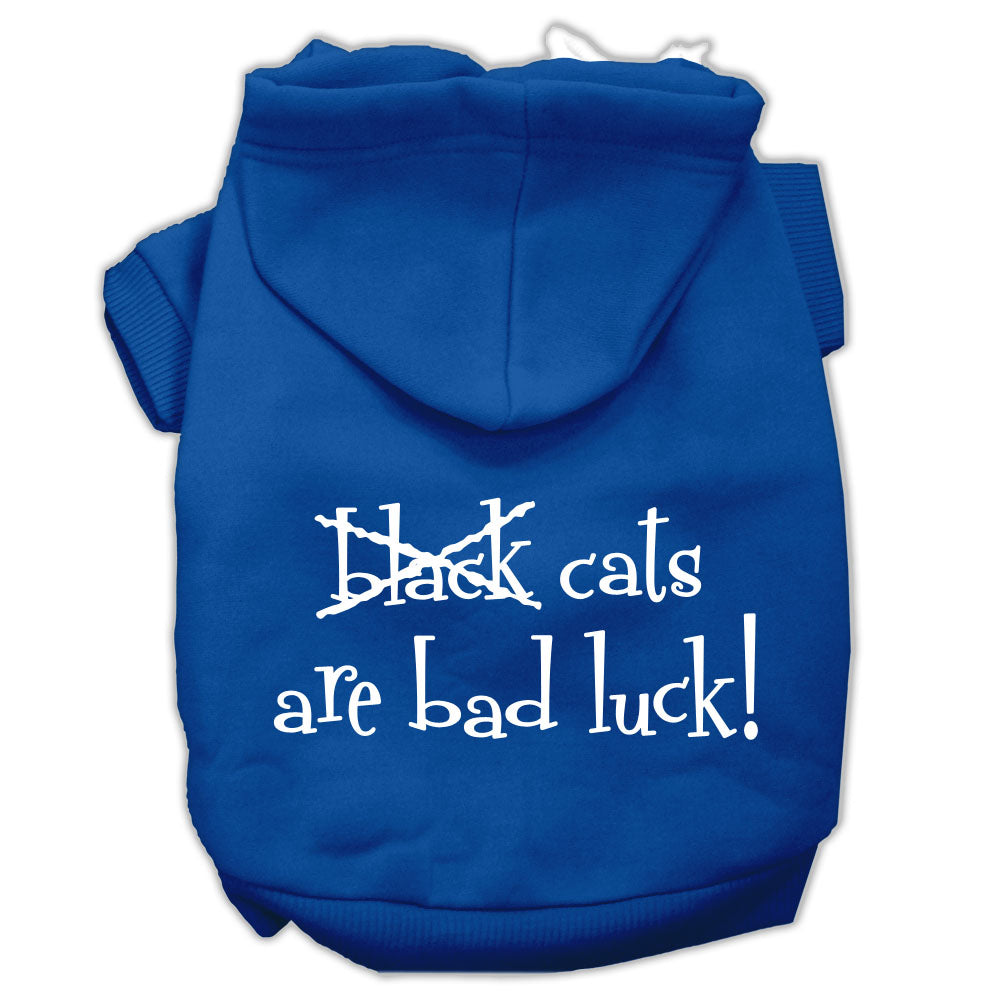 Black Cats Are Bad Luck Screen Print Pet Hoodies Blue Size Xs GreatEagleInc