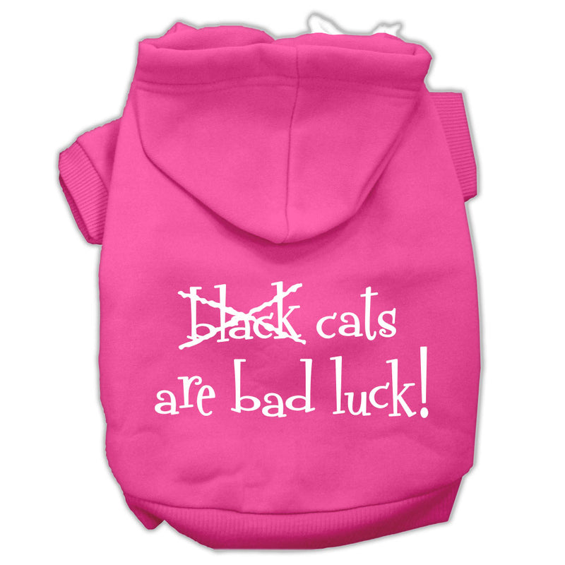 Black Cats Are Bad Luck Screen Print Pet Hoodies Bright Pink Size Xs GreatEagleInc