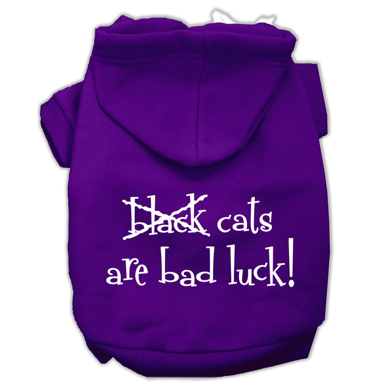 Black Cats Are Bad Luck Screen Print Pet Hoodies Purple Size Xs GreatEagleInc