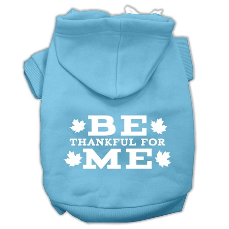 Be Thankful For Me Screen Print Pet Hoodies Baby Blue Size L GreatEagleInc