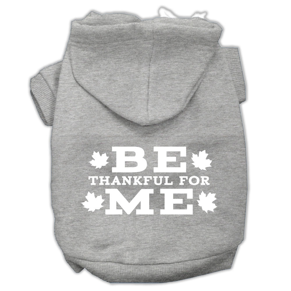 Be Thankful For Me Screen Print Pet Hoodies Grey Size L GreatEagleInc