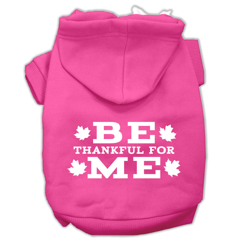 Be Thankful For Me Screen Print Pet Hoodies Bright Pink Size S GreatEagleInc