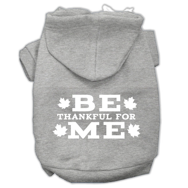 Be Thankful For Me Screen Print Pet Hoodies Grey Size S GreatEagleInc