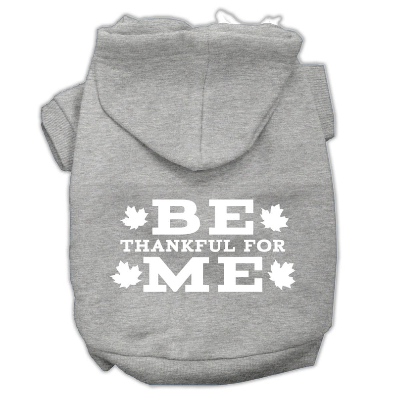 Be Thankful For Me Screen Print Pet Hoodies Grey Size Xl GreatEagleInc