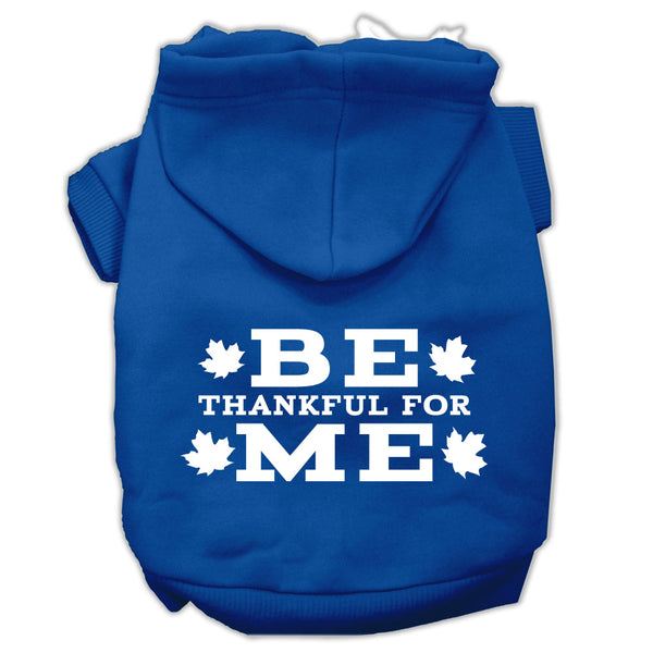 Be Thankful For Me Screen Print Pet Hoodies Blue Size Xs GreatEagleInc