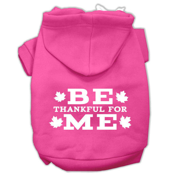 Be Thankful For Me Screen Print Pet Hoodies Bright Pink Size Xs GreatEagleInc