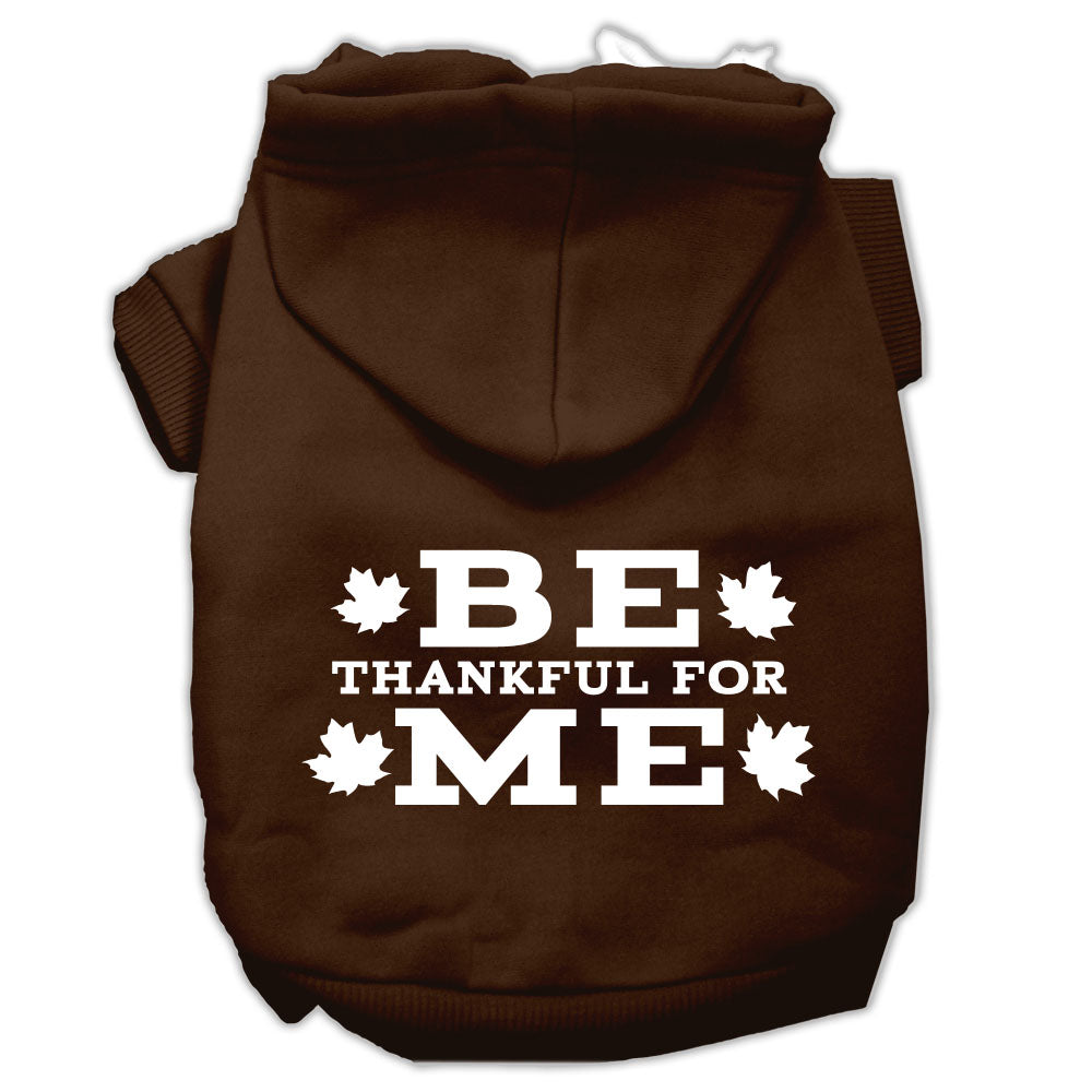 Be Thankful For Me Screen Print Pet Hoodies Brown Size Xs GreatEagleInc