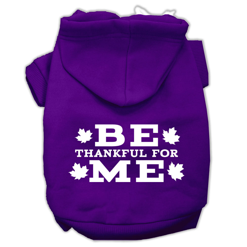 Be Thankful For Me Screen Print Pet Hoodies Purple Size Xs GreatEagleInc