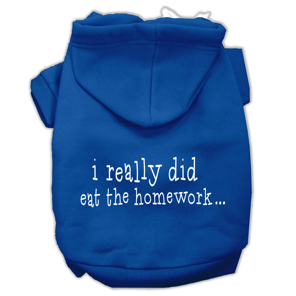 I Really Did Eat The Homework Screen Print Pet Hoodies Blue Size L Default Title