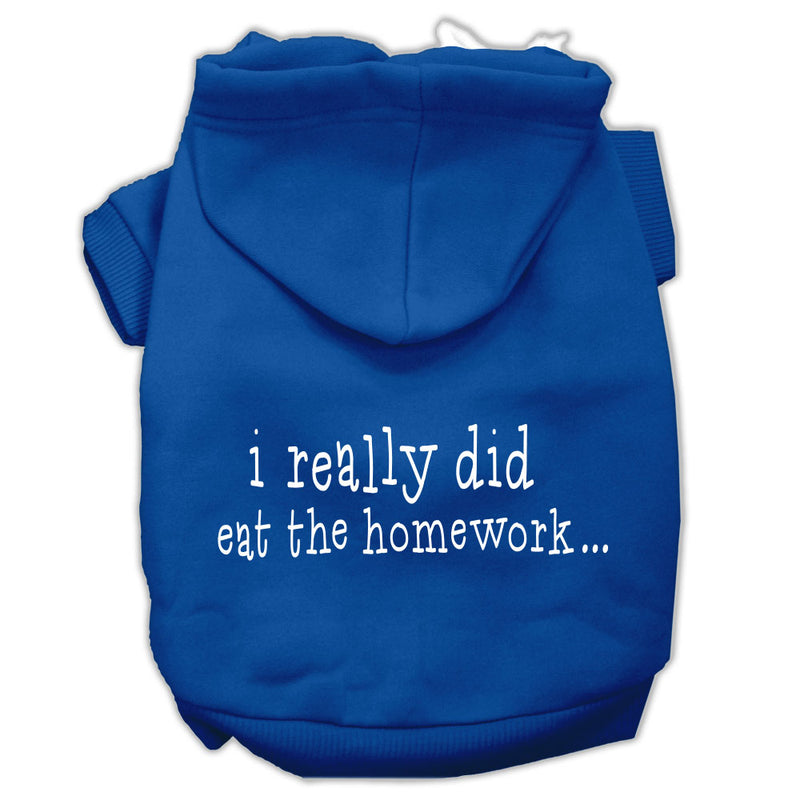 I Really Did Eat The Homework Screen Print Pet Hoodies Blue Size L GreatEagleInc