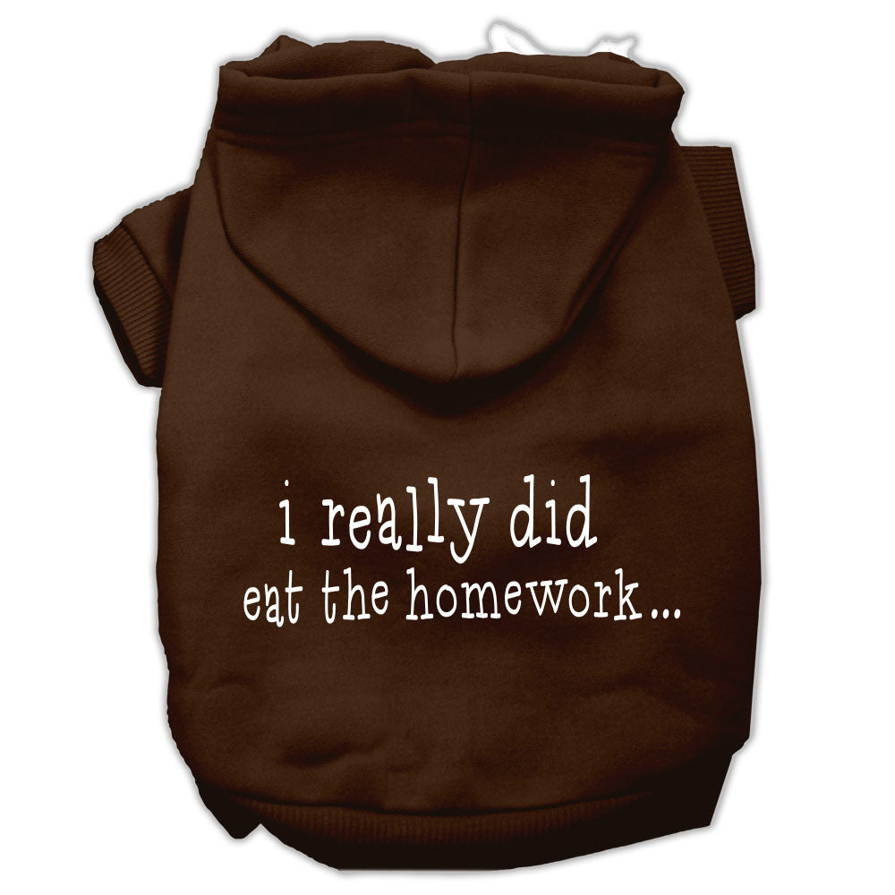 I Really Did Eat The Homework Screen Print Pet Hoodies Brown Size L GreatEagleInc