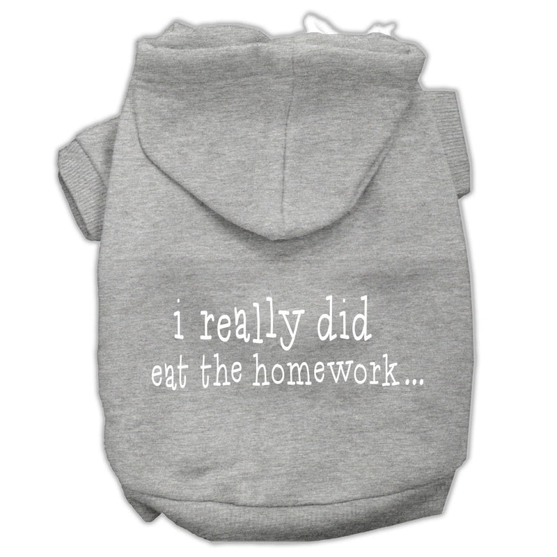 I Really Did Eat The Homework Screen Print Pet Hoodies Grey Size L GreatEagleInc