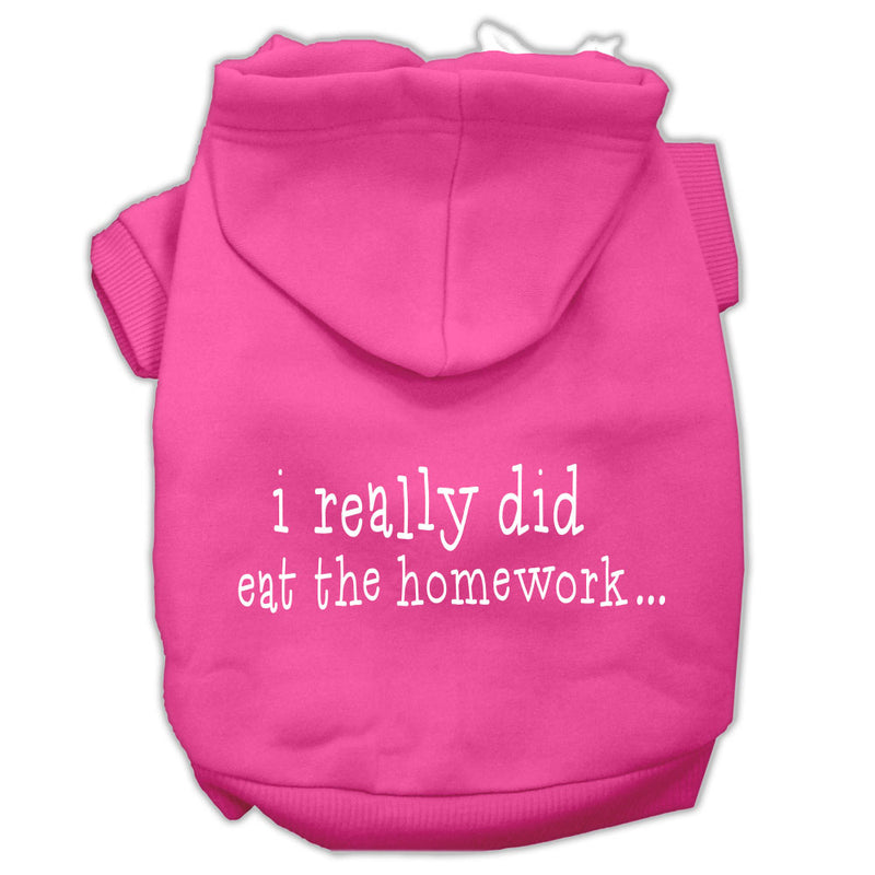 I Really Did Eat The Homework Screen Print Pet Hoodies Bright Pink Size M GreatEagleInc