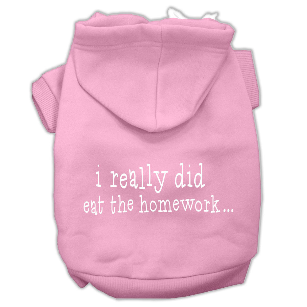 I Really Did Eat The Homework Screen Print Pet Hoodies Light Pink Size S GreatEagleInc