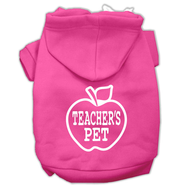 Teachers Pet Screen Print Pet Hoodies Bright Pink Size S GreatEagleInc