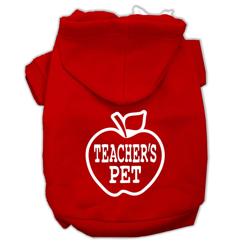 Teachers Pet Screen Print Pet Hoodies Red Size S GreatEagleInc