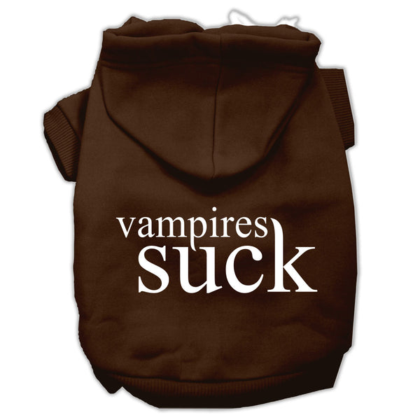 Vampires Suck Screen Print Pet Hoodies Brown Size Lg GreatEagleInc