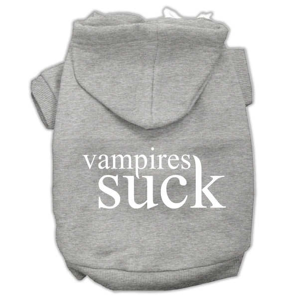 Vampires Suck Screen Print Pet Hoodies Grey Size L GreatEagleInc