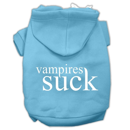 Vampires Suck Screen Print Pet Hoodies Baby Blue Size Xl GreatEagleInc