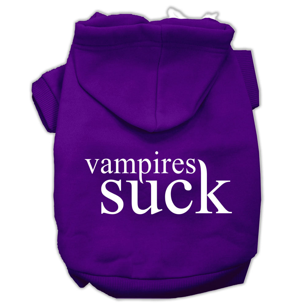 Vampires Suck Screen Print Pet Hoodies Purple Size Xl GreatEagleInc