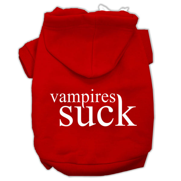 Vampires Suck Screen Print Pet Hoodies Red Size Xl GreatEagleInc