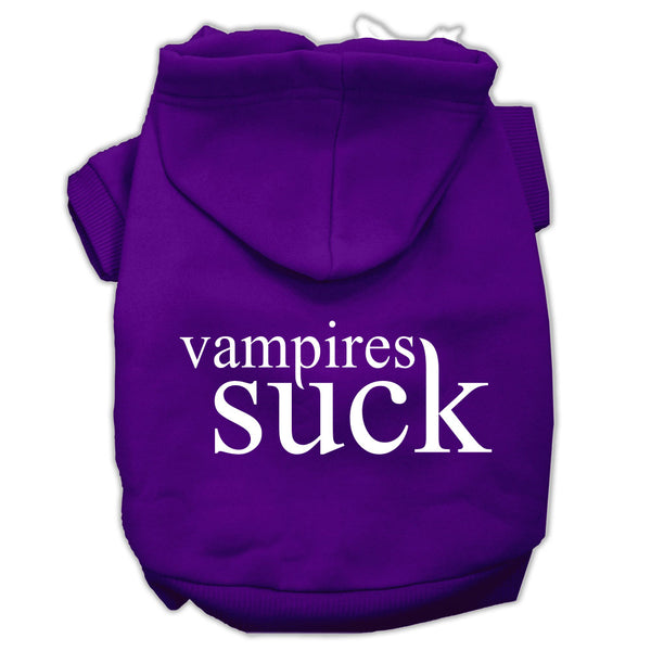 Vampires Suck Screen Print Pet Hoodies Purple Size Xs GreatEagleInc