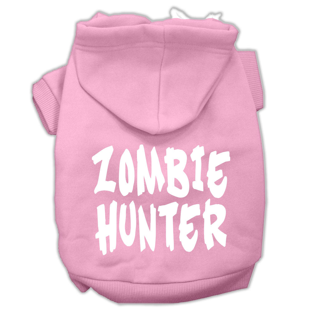 Zombie Hunter Screen Print Pet Hoodies Light Pink Size L GreatEagleInc