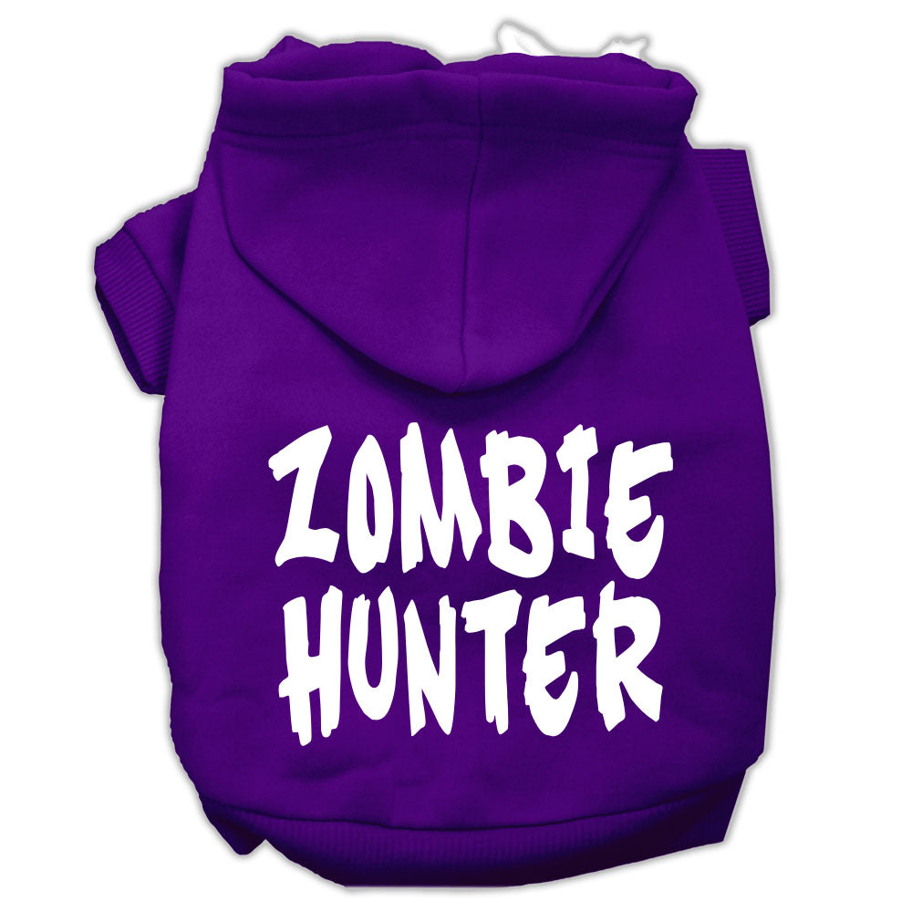 Zombie Hunter Screen Print Pet Hoodies Purple Size L GreatEagleInc
