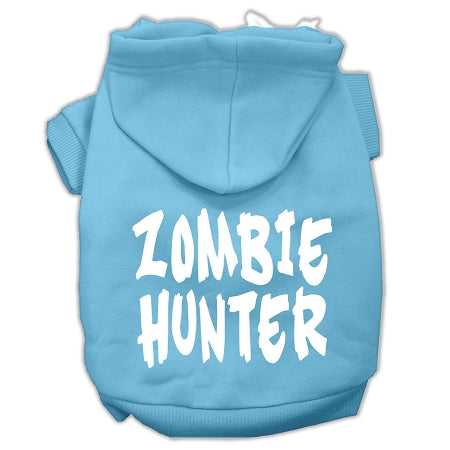 Zombie Hunter Screen Print Pet Hoodies Baby Blue Size M GreatEagleInc
