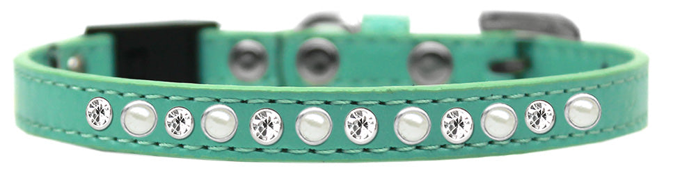 Pearl And Clear Jewel Breakaway Cat Collar Aqua Size 14 Default Title