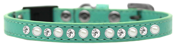 Pearl And Clear Jewel Breakaway Cat Collar Aqua Size 14 Default Title