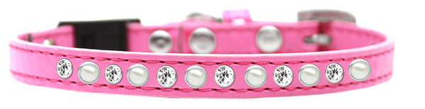 Pearl And Clear Jewel Breakaway Cat Collar Bright Pink Size 12 Default Title