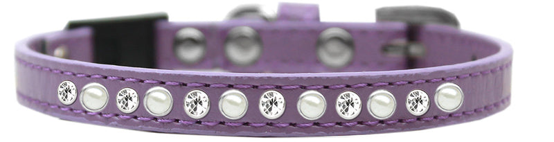 Abreißbares Katzenhalsband mit Perlen und klarem Schmuck, Lavendel, Größe 10