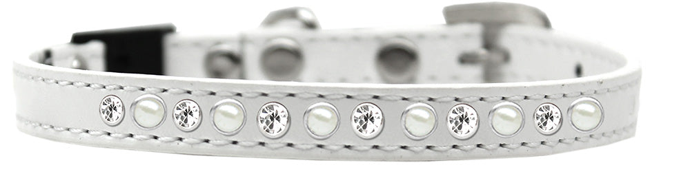 Pearl And Clear Jewel Breakaway Cat Collar White Size 12 Default Title