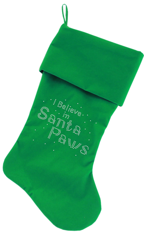 Santa Paws Rhinestone 18 Inch Velvet Christmas Stocking Green GreatEagleInc