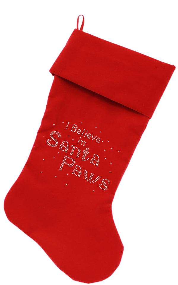 Santa Paws Rhinestone 18 Inch Velvet Christmas Stocking Red GreatEagleInc