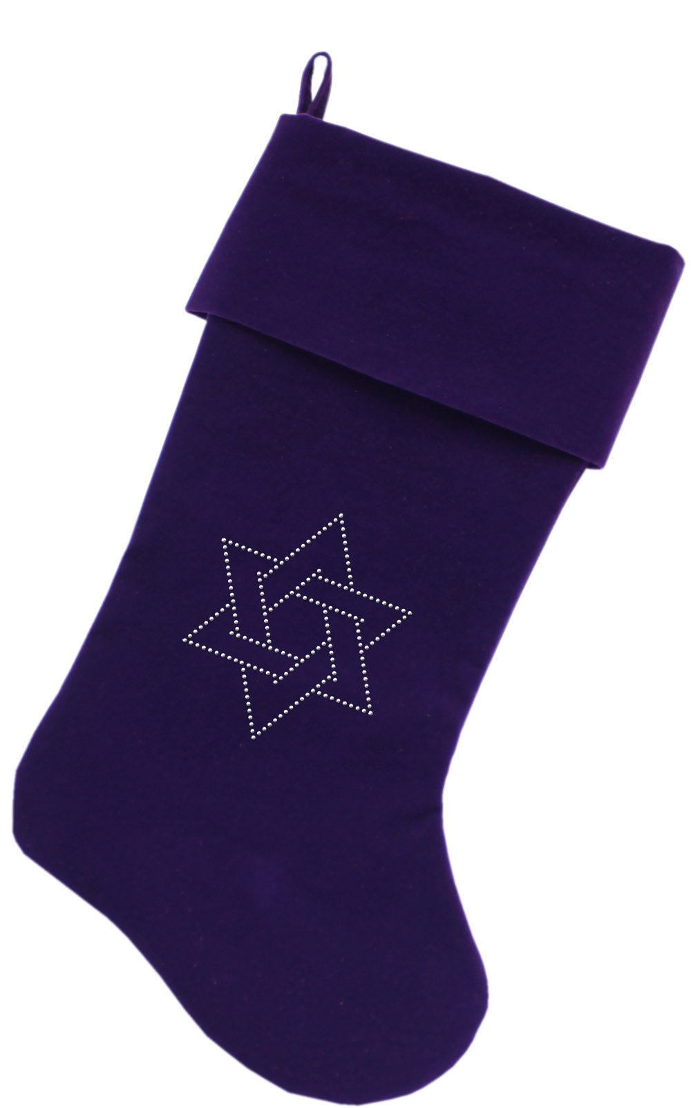 Star Of David Rhinestone 18 Inch Velvet Christmas Stocking Purple GreatEagleInc