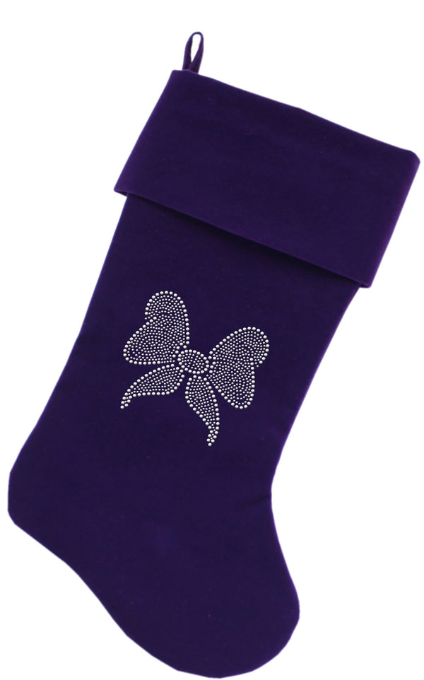 Clear Bow Rhinestone 18 Inch Velvet Christmas Stocking Purple GreatEagleInc