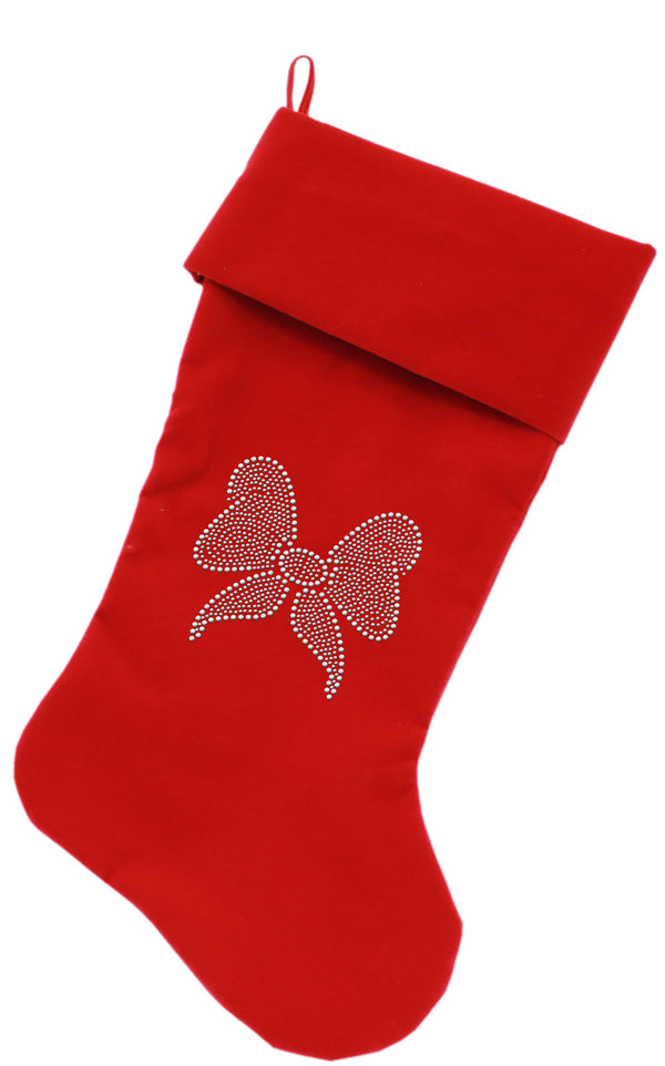 Clear Bow Rhinestone 18 Inch Velvet Christmas Stocking Red GreatEagleInc