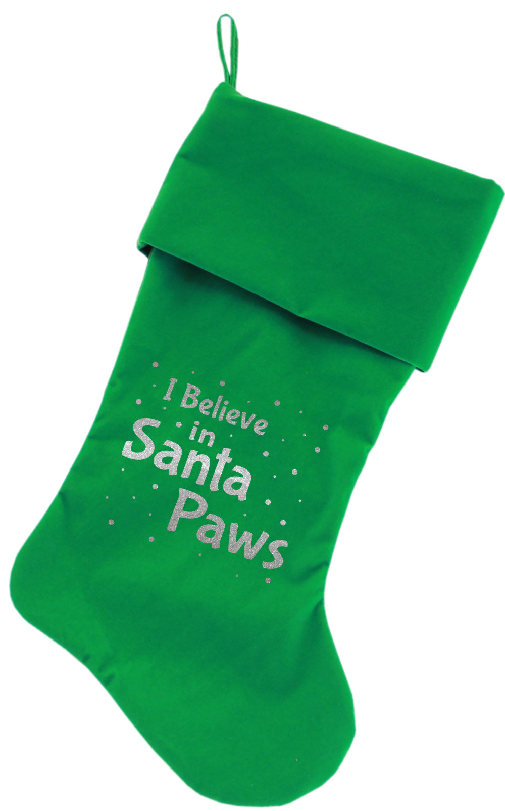 Santa Paws Screen Print 18 Inch Velvet Christmas Stocking Green Default Title